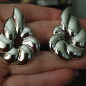 Vintage Twisted Silver Statement Earrings By Monet